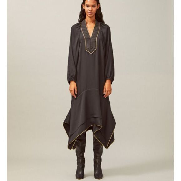 Tory Burch Nwt Black Puffed-Sleeved Tunic Dress Medium